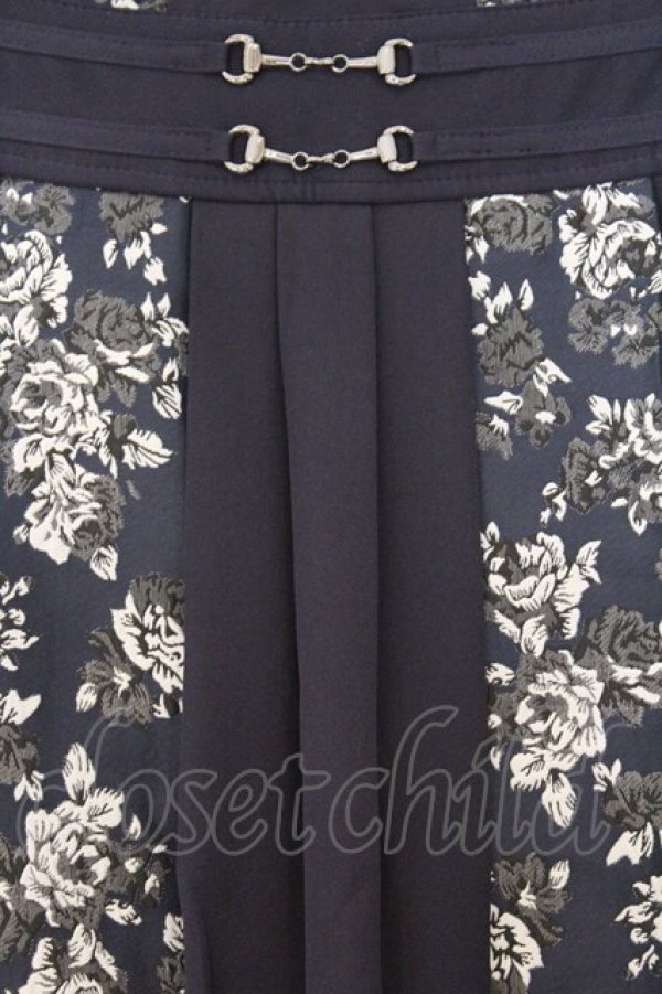 画像2: axes femme / フラワージャガード切替スカート F ネイビー O-26-03-08-023-AX-SK-OW-OS (2)