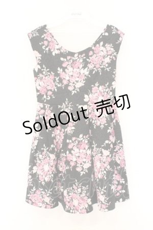 画像: EATME / オリジナルブーケローズ柄ジャカードワンピース S クロ×ピンク O-26-03-08-026-LO-OP-OW-OS