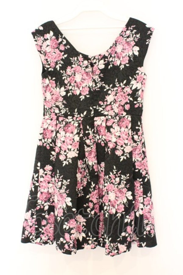 画像3: EATME / オリジナルブーケローズ柄ジャカードワンピース S クロ×ピンク O-26-03-08-026-LO-OP-OW-OS (3)