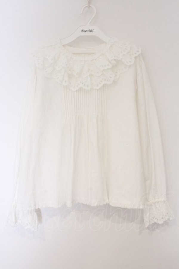 画像1: PINK HOUSE / スカラップレース使いダンガリーブラウス  シロ O-26-03-09-027-LO-BL-IG-OS (1)