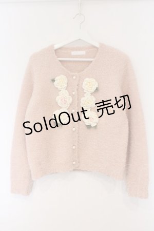 画像: PINK HOUSE / ホワイトローズモチーフニットカーディガン  ピンク O-26-03-09-028-LO-TO-IG-OS