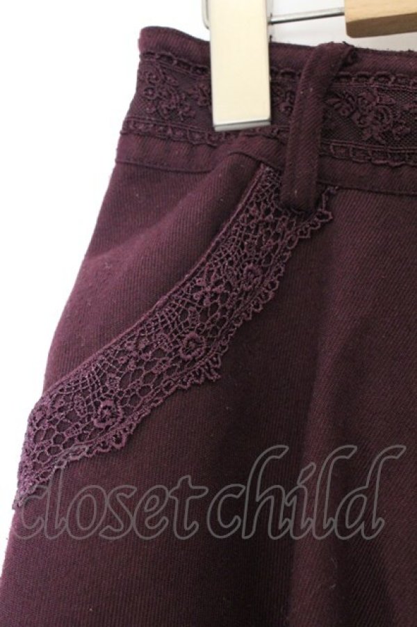 画像2: axes femme / 裾刺繍キュロット M ワイン O-26-03-09-033-AX-PA-IG-OS (2)