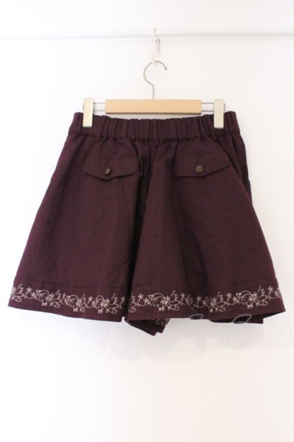 画像3: axes femme / 裾刺繍キュロット M ワイン O-26-03-09-033-AX-PA-IG-OS (3)