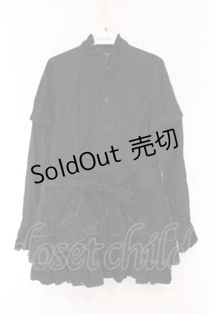 画像: ALGONQUINS / シャドーレオパードシャツワンピース  ブラック O-26-03-09-034-AL-OP-IG-OS