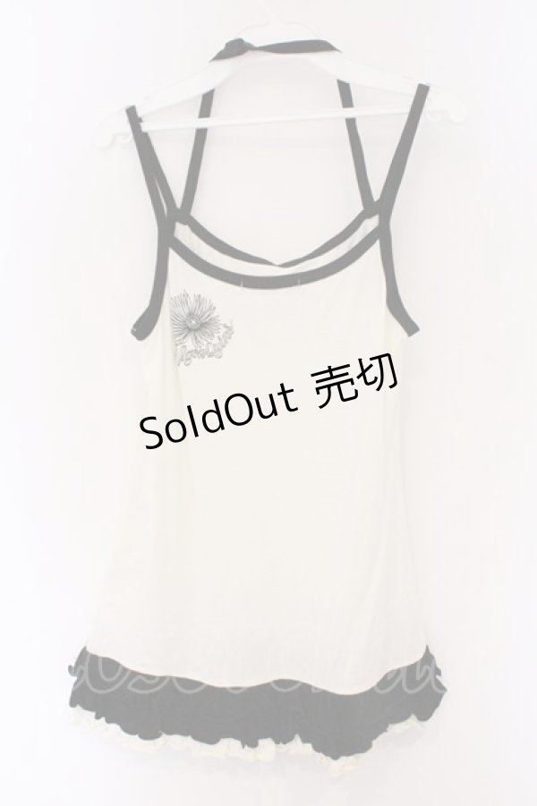 画像3: ALGONQUINS / レースアッププリントホルターキャミソール  アイボリー×ブラック O-26-03-09-038-AL-TO-IG-OS (3)
