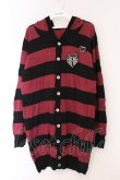 画像1: ALGONQUINS / ワッペンボーダーカーディガン  ワイン×ブラック O-26-03-09-039-AL-TO-IG-OS (1)