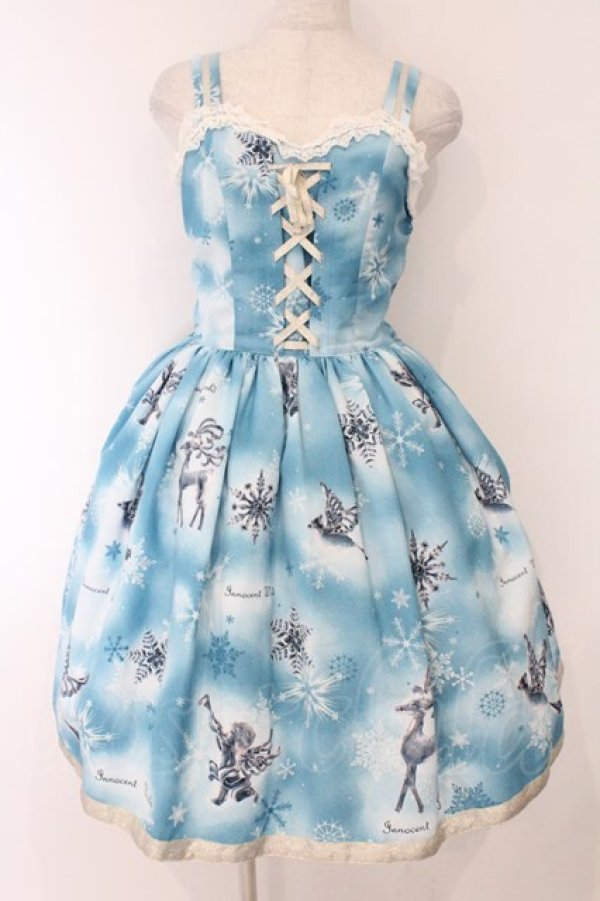 画像1: Innocent World / クリスタルワンダーランドレースアップジャンパースカート M ブルー O-26-03-09-004-IW-OP-IG-OS (1)