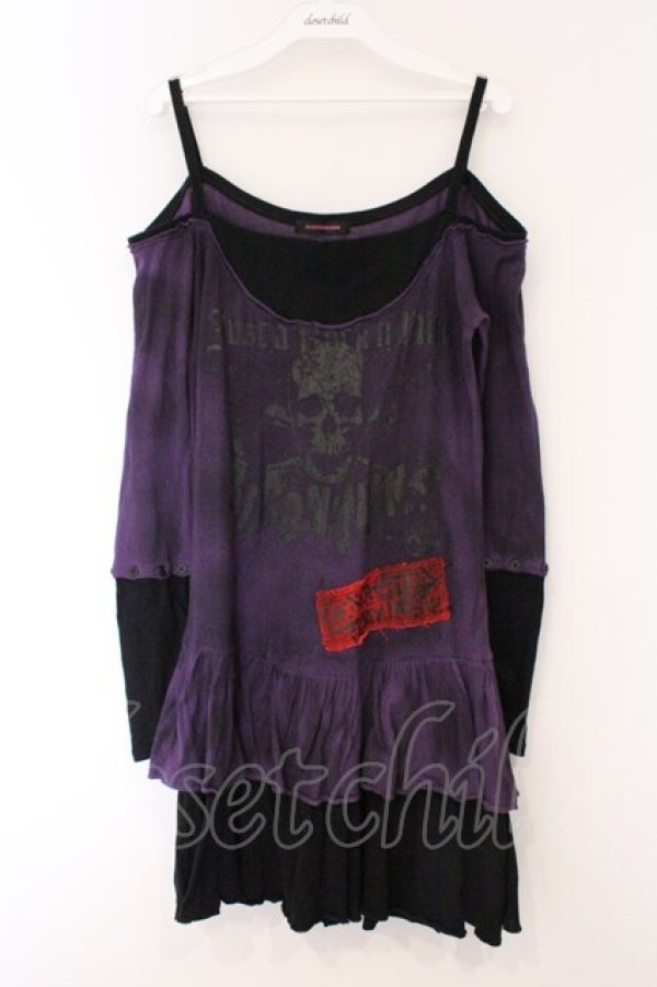 画像1: ALGONQUINS / レイヤード風カットワンピース  パープル×ブラック O-26-03-09-044-AL-OP-IG-OS (1)