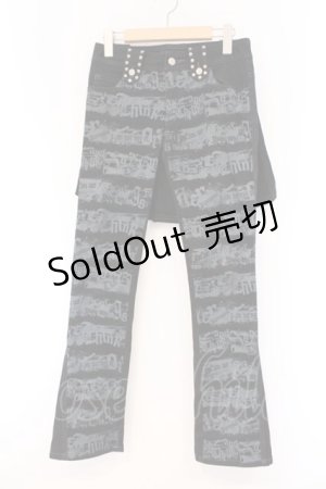 画像: ALGONQUINS / ロゴストライププリントフラップパンツ  ブラック O-26-03-09-045-AL-PA-IG-OS