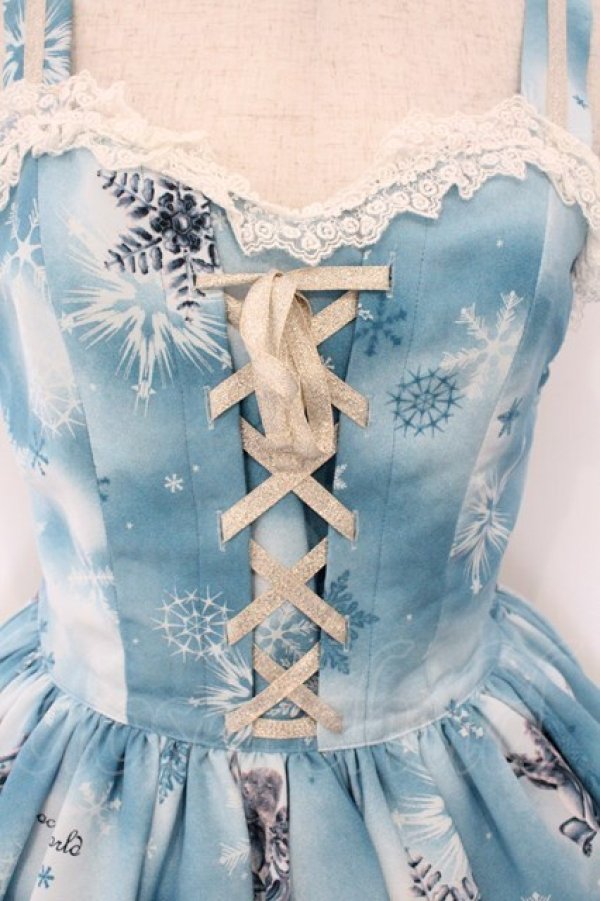 画像2: Innocent World / クリスタルワンダーランドレースアップジャンパースカート M ブルー O-26-03-09-004-IW-OP-IG-OS (2)