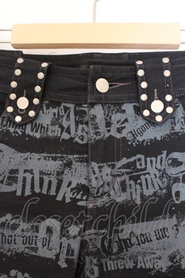 画像2: ALGONQUINS / ロゴストライププリントフラップパンツ  ブラック O-26-03-09-045-AL-PA-IG-OS (2)