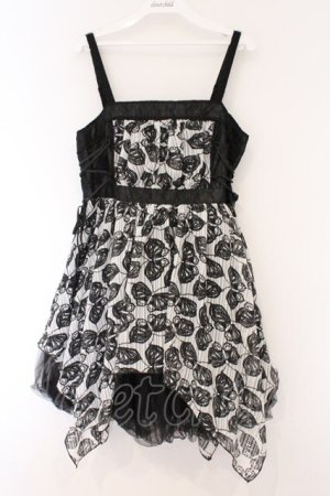 画像: ALGONQUINS / バタフライプリントサイドレースアップワンピース  ブラック×ホワイト O-26-03-09-047-AL-OP-IG-OS