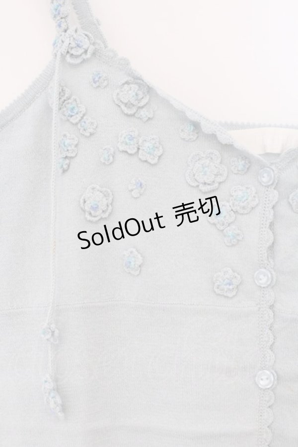 画像2: PINK HOUSE / 小花モチーフニットキャミソール  ブルー O-26-03-09-054-LO-TO-IG-OS (2)