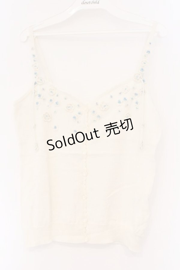 画像1: PINK HOUSE / 小花モチーフニットキャミソール  オフ O-26-03-09-055-LO-TO-IG-OS (1)