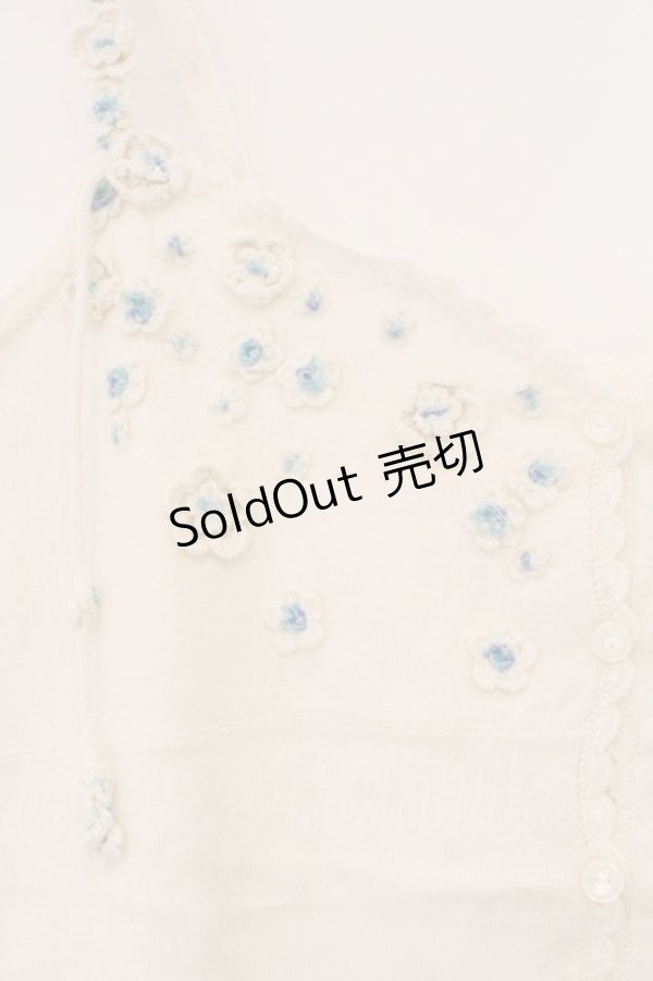 画像2: PINK HOUSE / 小花モチーフニットキャミソール  オフ O-26-03-09-055-LO-TO-IG-OS (2)