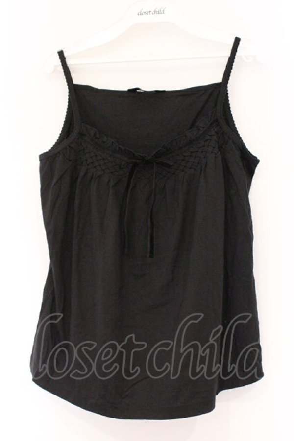 画像1: PINK HOUSE / ベロアリボン編みキャミソール  クロ O-26-03-09-057-LO-TO-IG-OS (1)