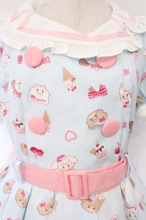 画像2: axes femme kawaii / mikko illustration × axes femme KAWAII ダイナーカフェワンピース  サックス O-26-03-09-005-AX-OP-IG-OS (2)