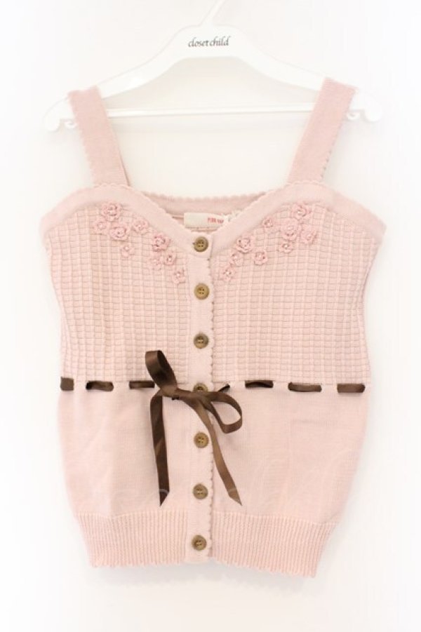 画像1: PINK HOUSE / リボン通しモチーフニット  ピンク O-26-03-09-060-LO-TO-IG-OS (1)