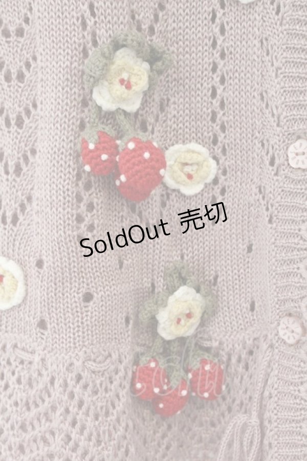 画像3: PINK HOUSE / 苺ニットモチーフ付き前開きニットベスト  ピンク O-26-03-09-064-LO-TO-IG-OS (3)