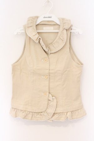 画像: PINK HOUSE / タックフリルベスト  アイボリー O-26-03-09-065-LO-TO-IG-OS