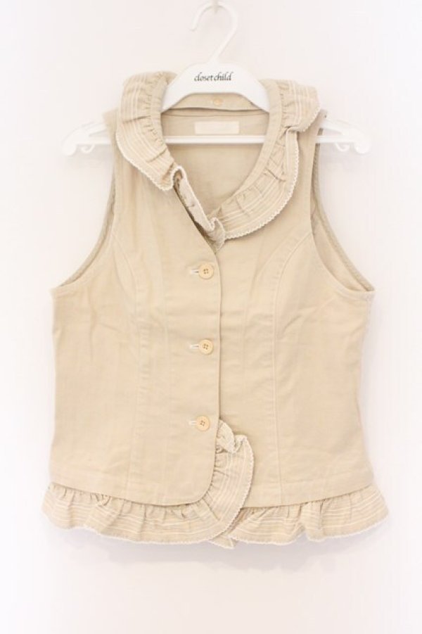 画像1: PINK HOUSE / タックフリルベスト  アイボリー O-26-03-09-065-LO-TO-IG-OS (1)