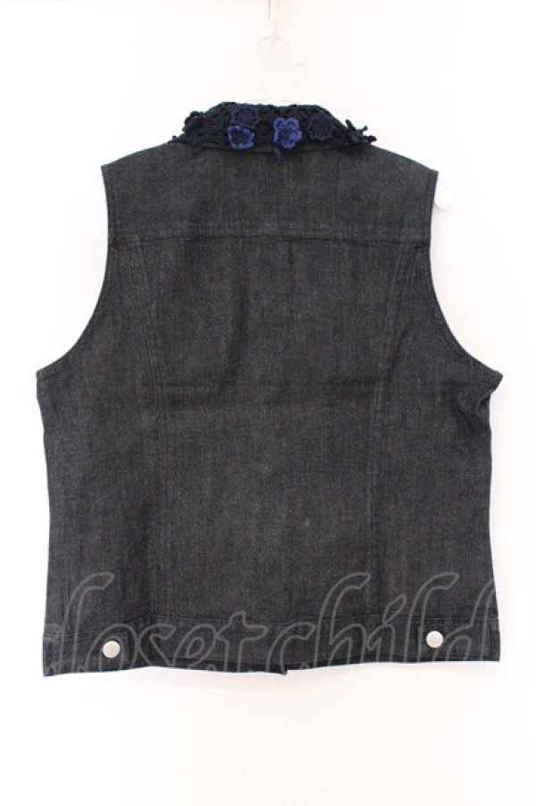 画像4: PINK HOUSE / フラワーモチーフデニムベスト  ブルー O-26-03-09-066-LO-TO-IG-OS (4)