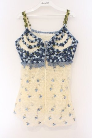 画像: PINK HOUSE / フラワーモチーフレースキャミソール  アイボリー×ブルー O-26-03-09-067-LO-TO-IG-OS