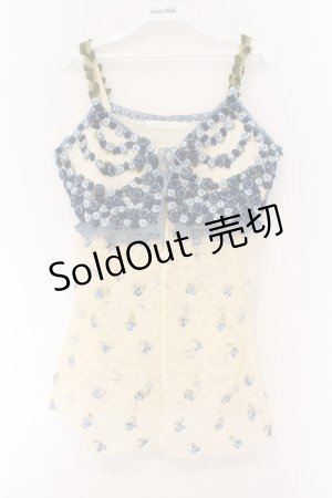 画像: PINK HOUSE / フラワーモチーフレースキャミソール  アイボリー×ブルー O-26-03-09-067-LO-TO-IG-OS