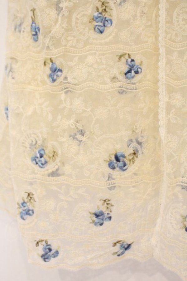 画像3: PINK HOUSE / フラワーモチーフレースキャミソール  アイボリー×ブルー O-26-03-09-067-LO-TO-IG-OS (3)