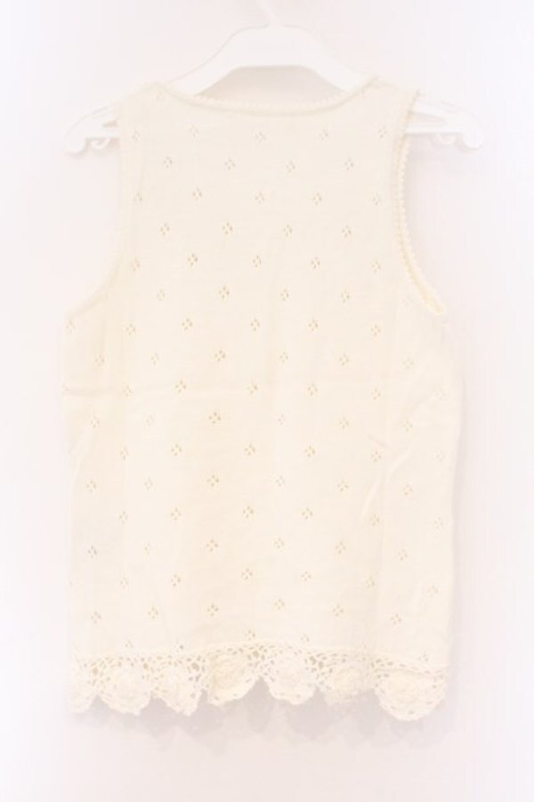 画像4: PINK HOUSE / モチーフつき透かしタンクトップ  シロ O-26-03-09-070-LO-TO-IG-OS (4)