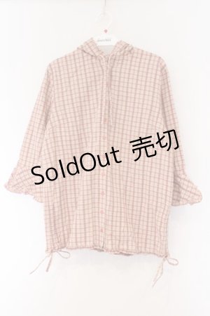 画像: PINK HOUSE / チェックフードブラウス  ピンク O-26-03-09-071-LO-BL-IG-OS