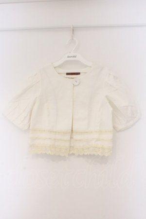 画像: PINK HOUSE / 透かしレースビッグボタンボレロ  シロ O-26-03-09-073-LO-JA-IG-OS