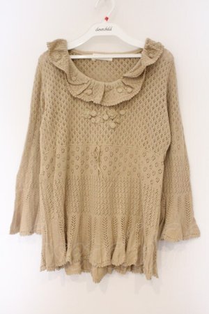 画像: PINK HOUSE / お花モチーフニット L ベージュ O-26-03-09-079-LO-TO-IG-OS