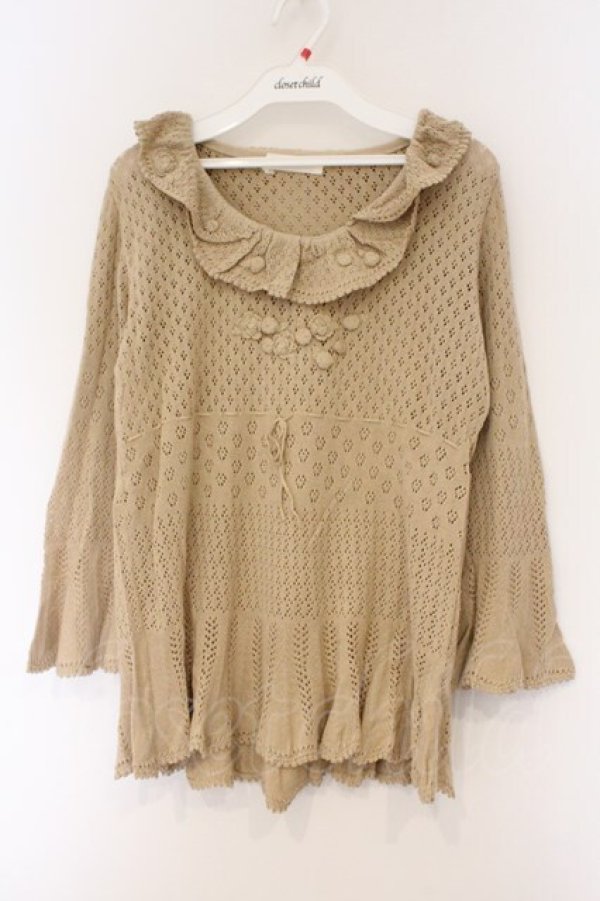 画像1: PINK HOUSE / お花モチーフニット L ベージュ O-26-03-09-079-LO-TO-IG-OS (1)