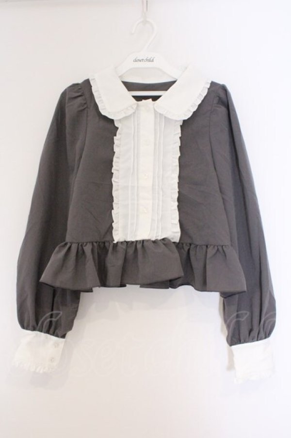 画像1: Cherirulu Chocola / MYリボンマルエリブラウス M グレー×シロ O-26-03-09-015-GO-BL-IG-OS (1)