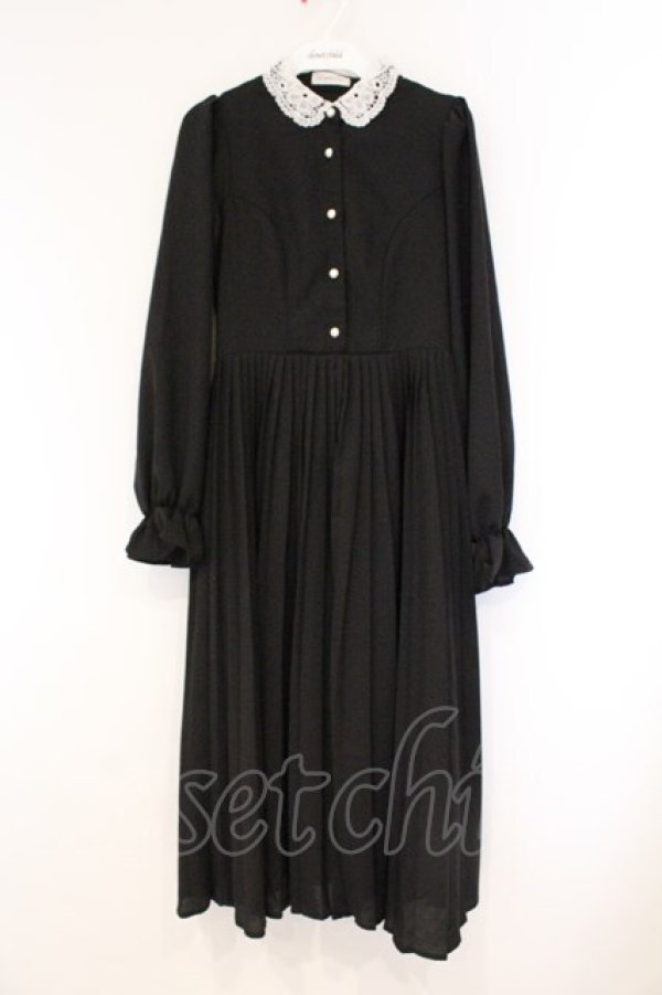 画像1: m petit by misako / AM*レースエリプリーツワンピース S クロ O-26-03-09-017-LO-OP-IG-OS (1)