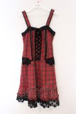 画像1: axes femme / タータンチェックフリルタックワンピース  アカ O-26-03-09-023-AX-OP-IG-OS (1)