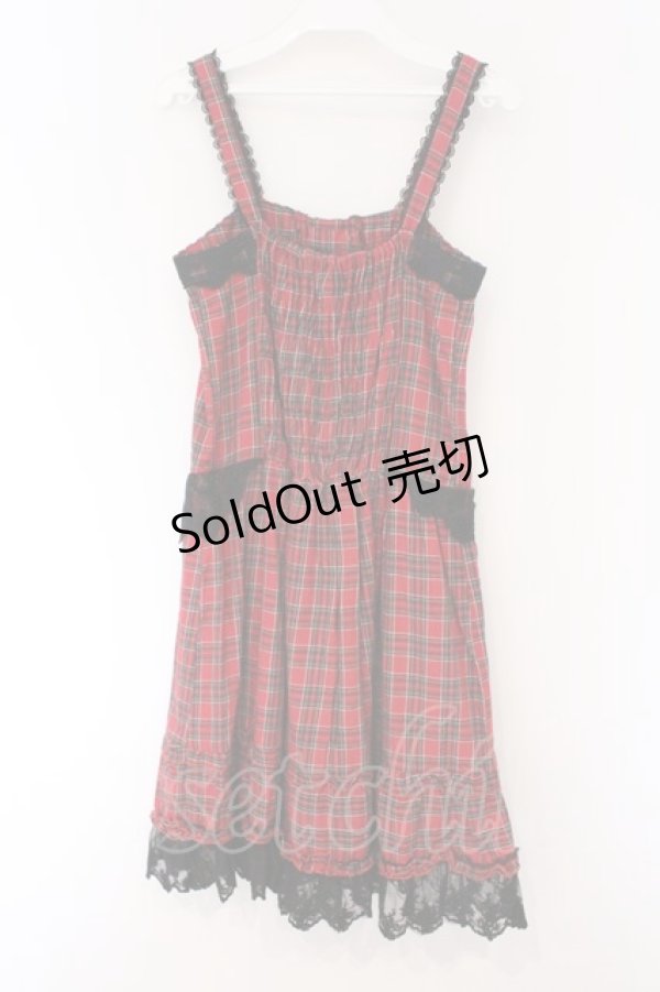 画像3: axes femme / タータンチェックフリルタックワンピース  アカ O-26-03-09-023-AX-OP-IG-OS (3)
