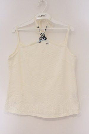 画像: PINK HOUSE / フラワーモチーフホルターキャミソール  シロ×ネイビー O-26-03-10-028-LO-TO-IG-OS