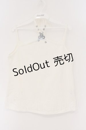 画像: PINK HOUSE / フラワーモチーフホルターキャミソール  シロ×ネイビー O-26-03-10-028-LO-TO-IG-OS