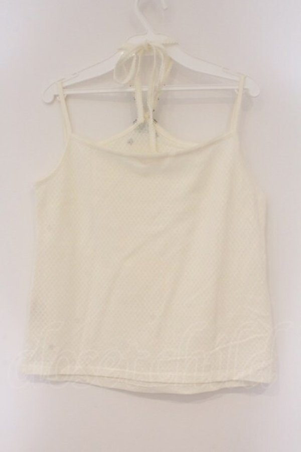 画像3: PINK HOUSE / フラワーモチーフホルターキャミソール  シロ×ネイビー O-26-03-10-028-LO-TO-IG-OS (3)