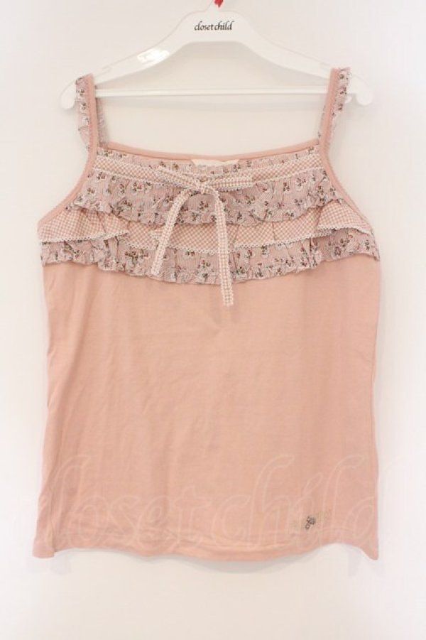 画像1: PINK HOUSE / ティアードフリルキャミ  ピンク O-26-03-10-029-LO-TO-IG-OS (1)