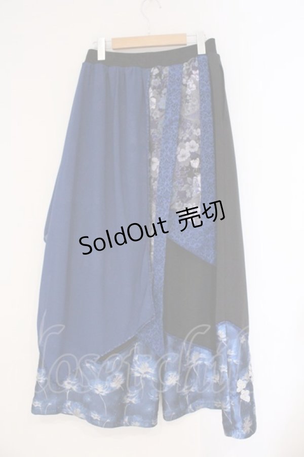 画像6: Qutie Frash / ラップ付き和柄バギーパンツ  ブルー O-26-03-10-034-QU-PA-OW-OS (6)