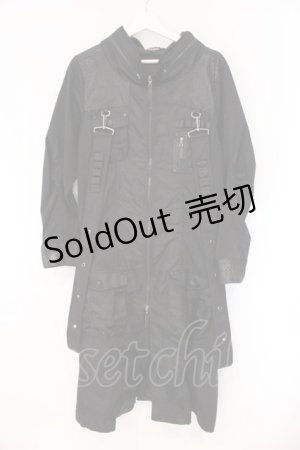 画像: Qutie Frash / ミリタリーロングジャケット L ブラック O-26-03-10-036-QU-JA-OW-OS