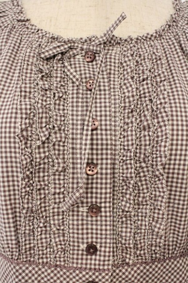 画像2: PINK HOUSE / ギンガムチェックワンピース  パープル O-26-03-10-004-LO-OP-IG-OS (2)