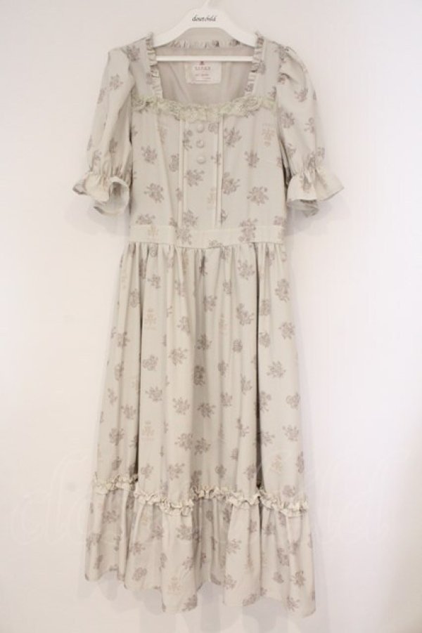 画像1: m petit by misako / NINA'S 花柄スクエアネックワンピース M アイボリー O-26-03-10-037-LO-OP-OW-OS (1)