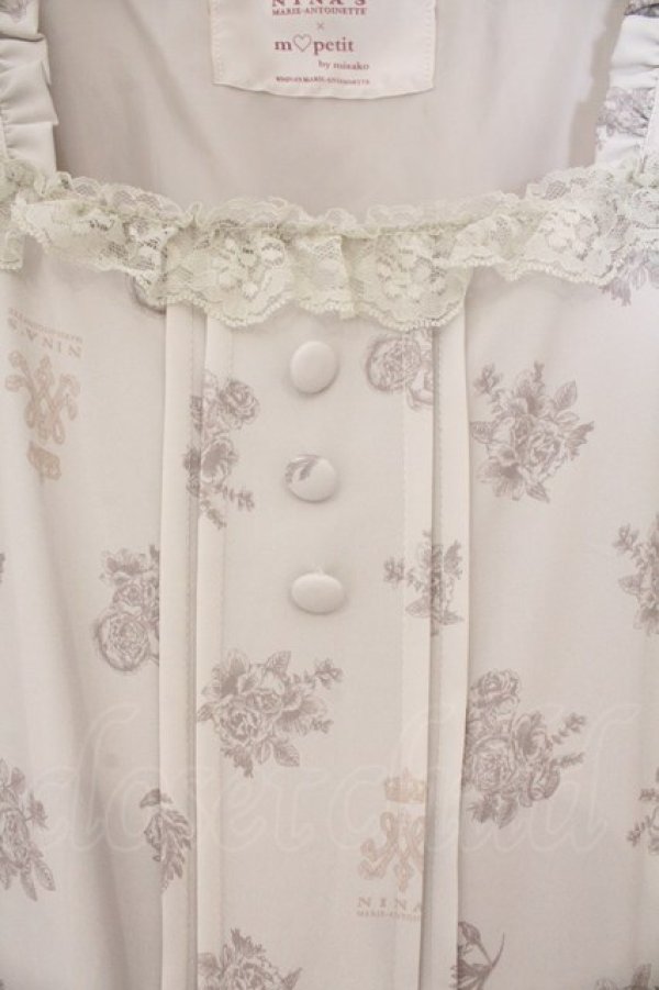 画像2: m petit by misako / NINA'S 花柄スクエアネックワンピース M アイボリー O-26-03-10-037-LO-OP-OW-OS (2)