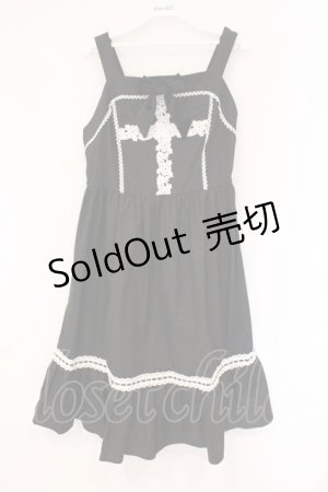 画像: Eri Aino's collaboration / TTAINリボンレースジャンパースカート L クロ O-26-03-10-040-PU-OP-OW-OS