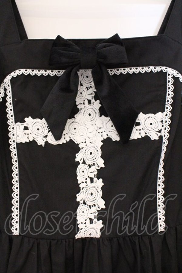 画像2: Eri Aino's collaboration / TTAINリボンレースジャンパースカート L クロ O-26-03-10-040-PU-OP-OW-OS (2)