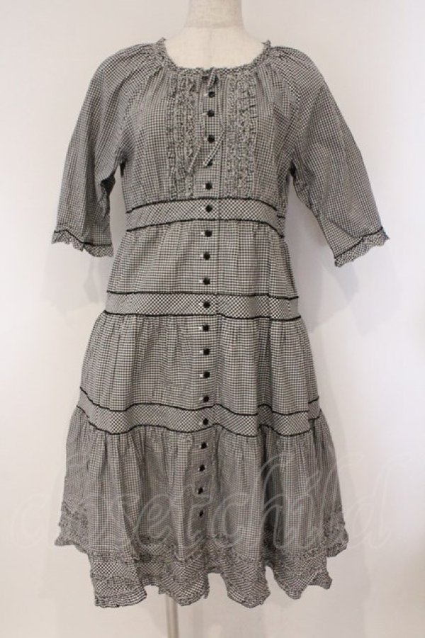 画像1: PINK HOUSE / ギンガムチェックワンピース  クロ O-26-03-10-005-LO-OP-IG-OS (1)